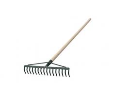 KADAX Rechen, breite Harke für Garten, Beet, Rasen, Gartenharke, Bügelrechen, Rasenrechen aus Metall, Laubrechen, Laubbesen, Gartengerät, Heurechen, Gartenwerkzeug (16 Zinken, Holzstiel)