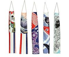 KingbeefLIU Japanische Nobori Koinobori Karpfen Streamer Windsack Fischfahne Drachen Restaurant Dekor Kinder Spielen Haus Früh, Um Spaß Spielzeug Zu Unterrichten rot schwarz 140cm
