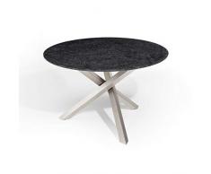 Studio 20 Gartentisch Gigi ø 160 cm Granitplatte Granittisch Edelstahl 6x6 cm Tischplatte Black Diamond satiniert