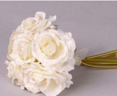 Rosenstrauß, mit 6 Kunstblumen mit creme farbiger Blüte, Länge 20cm - Kunsblumen künstliche Blumen Kunstpflanzen künstliche Pflanzen Blumen