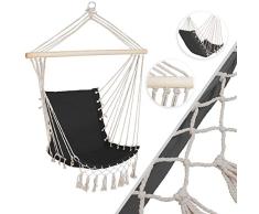 Kesser® Hängesessel mit Polsterung 150kg Hängesitz Sitzpolster atmungsaktiv geflochten Hängestuhl Hängeschaukel Indoor Garten, Anthrazit