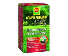 COMPO FLORANID Rasendünger plus Unkrautvernichter, 3 Monate Langzeitwirkung, Feingranulat, 1,5 kg, 50 m²
