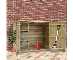 UnfadeMemory Garten Geräteschuppen Gartenhaus Imprägniertes Kiefernholz Garten-Gerätehaus Holzgerätehaus Außenbereich Lagerschuppen in Doppeltür-Design (135 x 60 x 123 cm -Typ B)