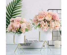 KIRIFLY Künstliche Blumen,Unechte Blumen Deko Künstlich Pfingstrose Gefälschte Seide Hortensien Dekoration Plastik Nelken Blumenarrangements Hochzeit Blumenstrauß Seidenblumen Tisch-Mittelstücke(Rosa)