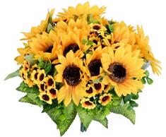 YQing 2 Stück Künstliche Sonnenblumen Deko, Künstlich Blumenstrauß Unechte blumen Seidenblumenstrauß Parteien Dekoration für Hochzeit Party Tischdeko Fotografie DIY Handwerk Dekoration