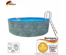 Stone Rundpool 2,50 x 1,20 Stahlwandpool Stein Optik Swimmingpool Stahlwandbecken Pool 2,5 x 1,2 Schwimmbecken rund Pools Aufstellbecken Einbaupool Aufstellpool Gartenpool 250 cm Set