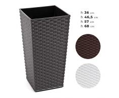 Happy Flower MultiProject | Blumentopf | Pflanzkübel | inkl. Einsatz | Quadrat | Rattan-Optik | 4 Größen 3 Farben | Übertöpfe (35 cm x 35 cm/Höhe 68 cm, Schwarz (Anthrazit))
