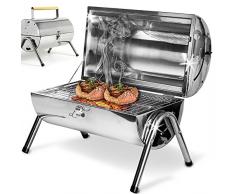 Deuba Klappgrill | Edelstahl | Doppel Grillfläche | tragbar | für unterwegs | Campinggrill Tischgrill Holzkohlegrill