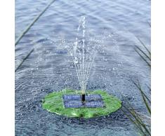 Solar Teichpumpe mit 4 verschiedenen Fontänenaufsätzen in Blattform • Springbrunnen Wasserspiel Solarpumpe Teichfontäne Solarfontäne Garten