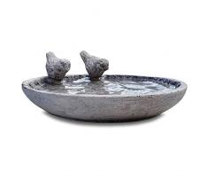 Dio Vogeltränke Garten frostsicher Rosenornamente mit 2 Deko-Vögeln, Vogelbecken mit rustikaler Optik für Wildvögel