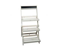 HRB XXL Blumenregal, große Blumentreppe 3 stufig 52 x 99cm. Vintage Design (Weiß). Wunderschöne Pflanzentreppe für draußen und drinnen aus Holz. Blumenregal für Balkon oder Outdoor.