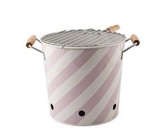 Bloomingville - Grill, Grilleimer - Stahl, Zink, Holz - rosa -D22,5xH25 cm