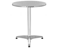 Tidyard Gartentisch Rund Aluminium Beistelltisch Bistrotisch Balkontisch Terassentisch Garten Esstisch, Silbern 60x70 cm