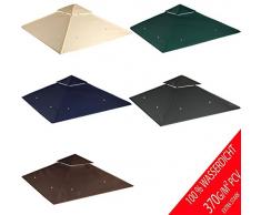 freigarten.de Ersatzdach für Pavillon 3x3 Meter Sand Antik Pavillon Wasserdicht Material: Panama PCV Soft 370g/m² extra stark Modell 6 (Anthrazit)