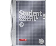 Brunnen 1067128 Notizblock / Collegeblock (Student Premium (Veredeltes DeckBlatt mit Metallic-Effekt, A4, kariert Lineatur 28, 90 g/m²) 80 Blatt)