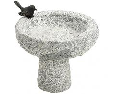 Dehner Vogeltränke mit Vogel, Ø ca. 30 cm, Höhe ca. 30 cm, Granit/Bronze, grau