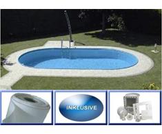 Summer Fun Stahlwandbecken Set Rhodos Exklusiv oval 3,50m x 7,00m x 1,50m Folie 0,6mm Spar Set Pool Ovalpool / 350 x 700 x 150 cm Stahlwandpool