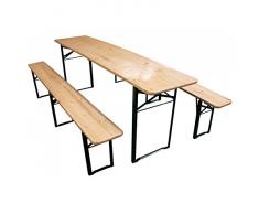 Bierzeltgarnitur klappbar Set 3 teilig Sitzgruppe - Biertisch und Bänke Garten Festzeltgarnitur faltbar L217 x B48/24 cm Gartenmöbel Holz lackiert