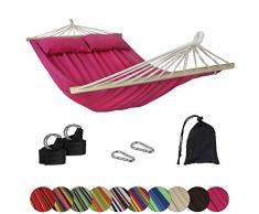 BB Sport Stabhängematte CIBAO inkl. 2 Kissen Liegefläche 240 x 150 cm in vielen Farben Traglast 300 kg für 2 Personen, Farbe:Malve