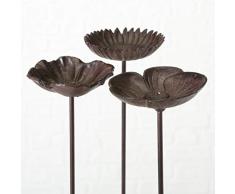 Boltze Vogeltränke Vogelbad Gartenstab Gartendeko Blume Gusseisen antikbraunH 75 cm Stückpreis