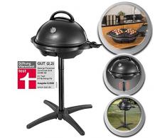 George Foreman 22460-56 Stand- & Tischgrill 2-in-1, Universal-Grill für Innen- und Außennutzung, Ø 44,5cm, außenliegendes Thermometer, 2400 Watt, schwarz