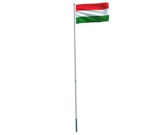 vidaXL Flagge Ungarn Mast Ungarische Nationalflagge Fahne Hissflagge Hißflagge Hissfahne Teleskop Fahnenmast Flaggenmast Flaggenstange Aluminium 6m