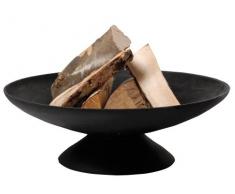 Esschert Design Feuerschale, Feuerstelle auf Fuß, niedrig, Größe L, Ø 60 cm x ca. 21 cm Höhe