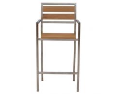 Teako Design Bar Stapelstuhl Lavarone Edelstahl Teak Massivholz Barhocker Barstuhl Gartenstuhl Gartenmöbel