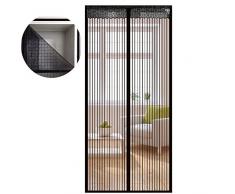 Icegrey Fliegengitter Tür Insektenschutz Magnet Fliegen Gitter Vorhang Fliegenvorhang für Balkontür Wohnzimmer Klettband Fassung Schwarz 75 x 210 CM