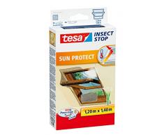 tesa Insect Stop SUN PROTECT Fliegengitter für Dachfenster - Insektenschutz mit Blend- & Sonnenschutz für Dach-Fenster - Fliegen Netz 120 cm x 140 cm