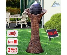 SOLAR GARTENBRUNNEN BRUNNEN SOLARBRUNNEN SPRINGBRUNNEN ZIERBRUNNEN VOGELBAD WASSERFALL GARTENLEUCHTE TEICHPUMPE - für Garten, Gartenteich, Terrasse, Teich, Balkon, sehr DEKORATIV, VERBESSERTES MODELL MIT PUMPEN-INSTANT-START-FUNKTION
