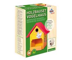 Pebaro 466 Holzbauset Vogelhaus mit 9 unbehandelten Birkenholzplatten, Hammer und Nägeln, perfekte Geschenkidee für Hobby-Handwerker