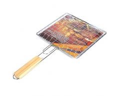 1 Stück Grill Fish Clip Edelstahl Holz Handle Barbecue BBQ Fischbräter Grillkorb Faltbares Design Für Roast Fisch Gemüse Shrimps Meeresfrüchte