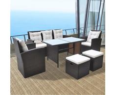 vidaXL Gartenmöbel 6-TLG. Poly Rattan Braun Garten Sitzgruppe Gartengarnitur