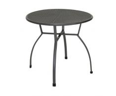 greemotion Gartentisch Toulouse rund, Ø ca. 80 cm, pflegeleichter Tisch aus kunststoffummanteltem Stahl, Esstisch mit Niveauregulierung, eisengrau