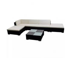 tidyard 15-TLG. Gartenlounge-Set Gartensofa Poly Rattan Loungesofa Outdoor Balkon Terrasse Sofagarnitur Gartenmöbel mit Couchtisch Schwarz