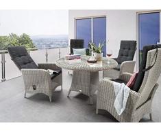 Destiny Sitzgruppe Luna Vintage Weiß Garnitur Gartenmöbelset Polyrattan 9teilig