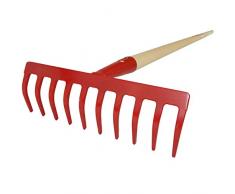 SHW-FIRE 59067 Gartenrechen Rechen Harke Rasenrechen 10 Zinken Stahl 40 cm breit mit Stiel Holzstiel Espe 150 cm lang