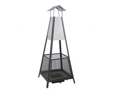 Kamino-Flam Feuerstelle Helena - Terrassenofen für Garten & Balkon - Kamin in Schwarz aus Stahlblech - Gartenkamin pyramidenförmig - Terrassenkamin mit Ascheschublade - Gartenofen 50 x 50 x 130 cm