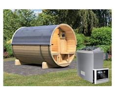 Karibu Fass - Sauna 2 42 mm inkl. 9-kW-Ofen - Saunahaus