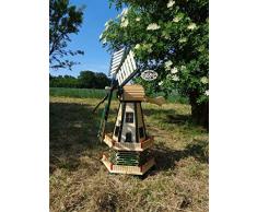 ÖLBAUM XL Windmühle wetterfest, kugelgelagert, Garten-Windmühle 100 cm, zweistöckig MIT 2 BALKONEN, Garten windmühlen, Windfahne/Windrad o. SOLAR o. Außenbeleuchtung WMH100gr-OS 1 m groß grün moosg