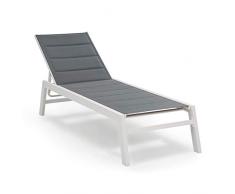 blumfeldt Renazzo Lounge Liegestuhl Sonnenliege Gartenliege Liegefläche (186 x 56 cm, höhenverstellbare Rückenlehne in 6 Stufen, Wasserabweisende & gepolsterte Liegefläche, ComfortMesh) weiß/grau