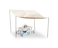 Relaxdays Sonnensegel rechteckig, steckbare Stangen, Seile, Erdspieße, wasserfest, UV-beständig, Polyester, 3x4m, beige