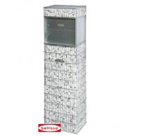 bellissa Briefkasten-Gabione SPLÜGEN 1-95810 - Postkasten mit 1 Brief- und Paketfach - 44 x 31 x 143 cm