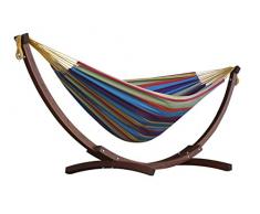 Vivere C8SPCT-20 Doppelhängematte aus Baumwolle mit stabilem Bogengestell aus Massivkiefernholz – Tropical