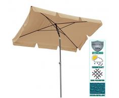 QUICK STAR Balkon Sonnenschirm 200x125cm Balkonschirm Rechteckig Knickbar Sand Gartenschirm UV 50