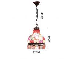 WHKFD Retro kreativer Schmiedeeisen-Kronleuchter, Farbe Perlen Stuhl Lampenschirm Garten Restaurant Deckenleuchte, Wohnzimmer Studie Flur Coffee Room Theme Hotel Kronleuchter Bar E27