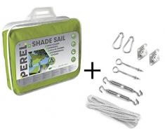 Sonnensegel Quadrat 3,6 x 3,6 m PEREL inkl. Edelstahl Montagekit