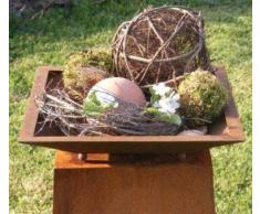 Rostikal | eckige Rost Metall Pflanzschale auf Kugeln | beflanzbare Dekoschale eckig für Ihre Garten Dekoration im Edelrost Design | 40 x 40 cm