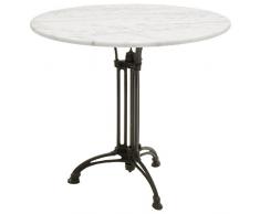 Gartentisch Bistrotisch Marmor Marmortisch weiß Gussfuß Ø80cm
